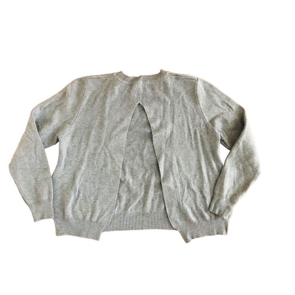 #Melloday Split Back #Sweater Women's. Gray #OpenBack Knit Crop Top Stretch. Siz
